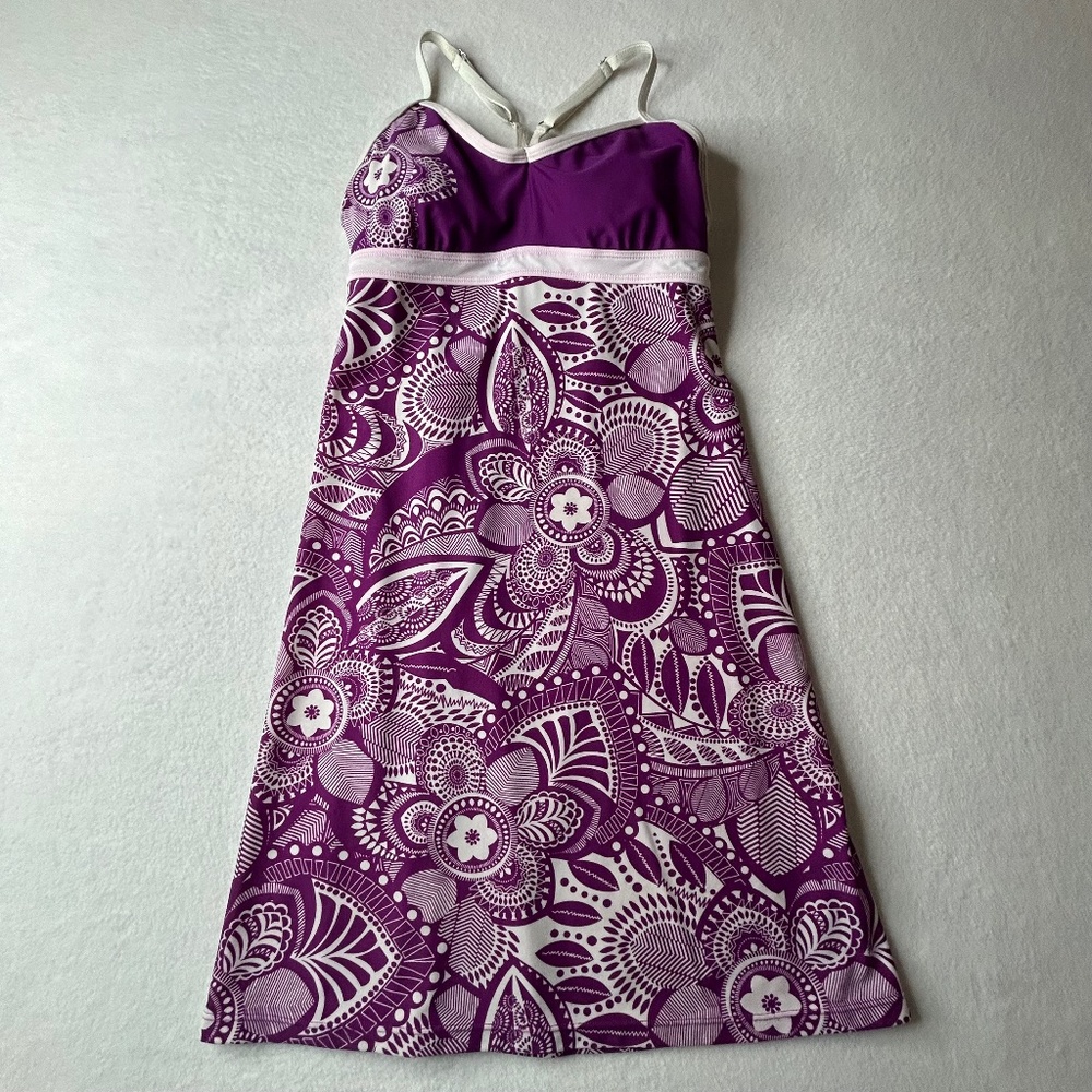 Athleta Shorebreak Womens XXS Swim Dress Purple Floral UPF 50+ Sun Protection